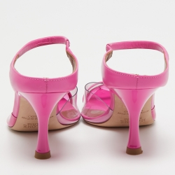 Pre Owned Malone Souliers Pink PVC and Leather Ankle Strap Iona Sandals Size 36