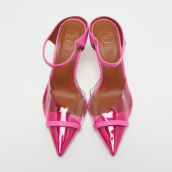 Pre Owned Malone Souliers Pink PVC and Leather Ankle Strap Iona Sandals Size 36