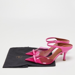 Pre Owned Malone Souliers Pink PVC and Leather Ankle Strap Iona Sandals Size 36