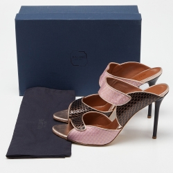 Pre Owned Malone Souliers Multicolor Watersnake Leather Mules Size 42