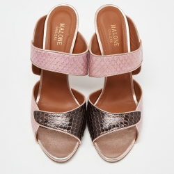 Pre Owned Malone Souliers Multicolor Watersnake Leather Mules Size 42
