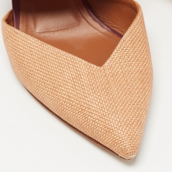 Pre Owned Malone Souliers Beige Raffia Maisie Mules Size 36.5