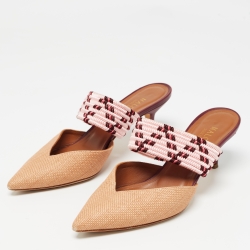 Pre Owned Malone Souliers Beige Raffia Maisie Mules Size 36.5