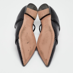 Pre Owned Malone Souliers Black Croc Embossed Leather Maureen Flat Mules Size 39