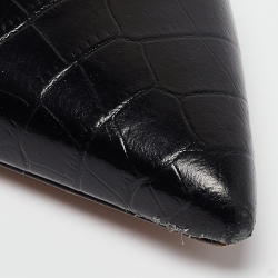 Pre Owned Malone Souliers Black Croc Embossed Leather Maureen Flat Mules Size 39