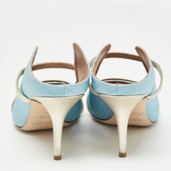 مملوكة مسبقًا Malone Souliers Light Blue Fabric and Leather Maureen Heel Mules Size 41