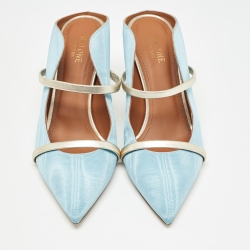 مملوكة مسبقًا Malone Souliers Light Blue Fabric and Leather Maureen Heel Mules Size 41