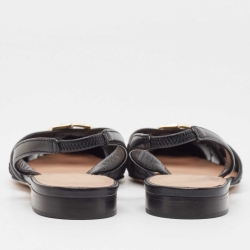 Pre Owned Malone Souliers Black Mesh Misha Slingback Flats Size 37