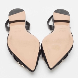 Pre Owned Malone Souliers Black Mesh Misha Slingback Flats Size 37