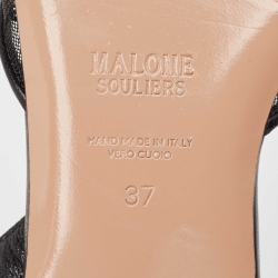 Pre Owned Malone Souliers Black Mesh Misha Slingback Flats Size 37