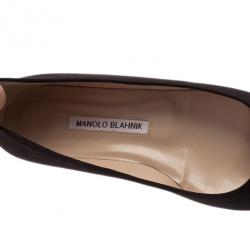 مملوكة مسبقًا Manolo Blahnik Black Satin Hangisi Ballet Flats Size 38