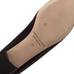مملوكة مسبقًا Manolo Blahnik Black Satin Hangisi Ballet Flats Size 38