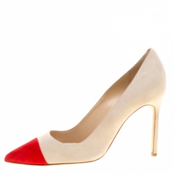 Pre Owned حذاء كعب عالي مانولو بلانيك بيبونتا سويدي ثنائي اللون مقدمة مدببة مقاس 40.5