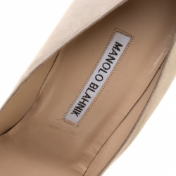 Pre Owned حذاء كعب عالي مانولو بلانيك بيبونتا سويدي ثنائي اللون مقدمة مدببة مقاس 40.5