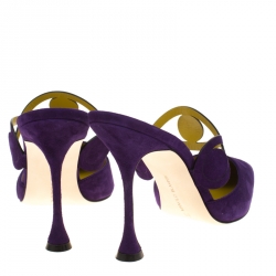 Manolo Blahnik Dark Purple Suede Mochetomu Cut Out Pointed Toe Mules Size 38