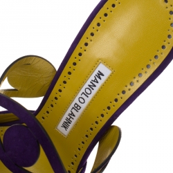 Manolo Blahnik Dark Purple Suede Mochetomu Cut Out Pointed Toe Mules Size 38