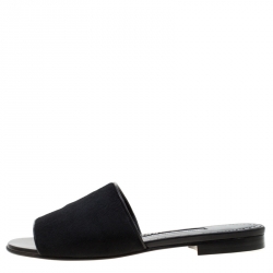 Manolo Blahnik Black Pony Hair Flat Slides Size 38.5