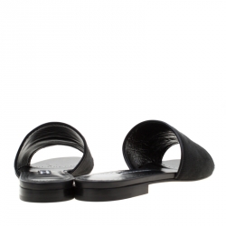 Manolo Blahnik Black Pony Hair Flat Slides Size 38.5