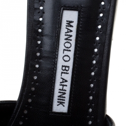 Manolo Blahnik Black Pony Hair Flat Slides Size 38.5