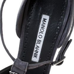 Pre Owned حذاء كعب عالي مانولو بلانيك إريدينيا تي بار سويدي رصاصي مقدمة مدببة مقاس 38