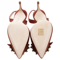 مملوكة مسبقًا حذاء كعب عالي مانولو بلانيك فتحة كعب ليونا زخرفة كريستال سات ان بني مقاس 39