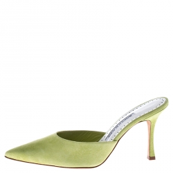 Pre Owned حذاء مولز مانولو بلانيك مقدمة مدببة Carolyne سويدي أخضر مقاس 39