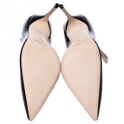 Pre Owned Manolo Blahinik Black Patent Leather Immaculada Pointed Toe Ankle Strap Pumps Size 40