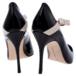 Pre Owned Manolo Blahinik Black Patent Leather Immaculada Pointed Toe Ankle Strap Pumps Size 40