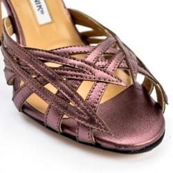 Pre Owned Manolo Blahnik Purple Metallic Strappy Sandals Size 36.5