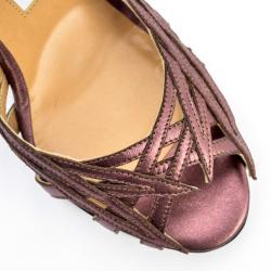 Pre Owned Manolo Blahnik Purple Metallic Strappy Sandals Size 36.5