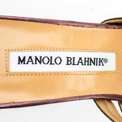 Pre Owned Manolo Blahnik Purple Metallic Strappy Sandals Size 36.5