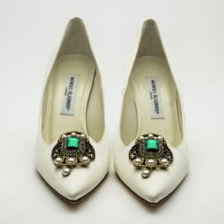 Pre Owned Manolo Blahnik Ivory Limited Edition 'Eufrasia' Pumps Size 39
