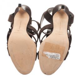 Pre Owned Manolo Blahnik Brown Leather Pidigi Triple Buckle Sandals Size 39