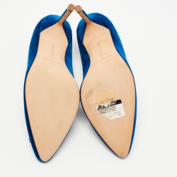 Pre Owned Manolo Blahnik Blue Velvet Hangisi Pumps Size 41