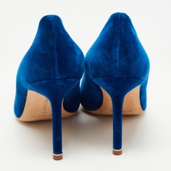 Pre Owned Manolo Blahnik Blue Velvet Hangisi Pumps Size 41