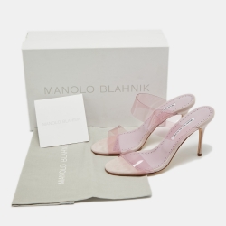 Pre Owned Manolo Blahnik Purple PVC Slide Sandals Size 38