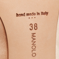 Pre Owned Manolo Blahnik Beige Satin Hangisi Pumps Size 38