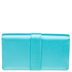 Manolo Blahnik Blue Satin Capri Chain Clutch