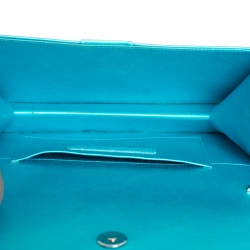 Manolo Blahnik Blue Satin Capri Chain Clutch