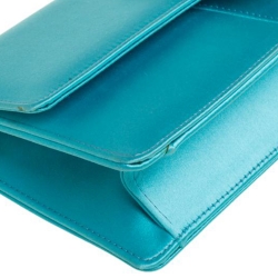 Manolo Blahnik Blue Satin Capri Chain Clutch