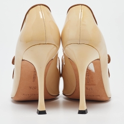 Pre Owned Manolo Blahnik Yellow Patent Leather Camparinew Pumps Size 37.5