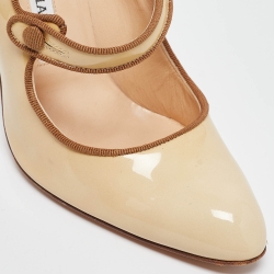 Pre Owned Manolo Blahnik Yellow Patent Leather Camparinew Pumps Size 37.5