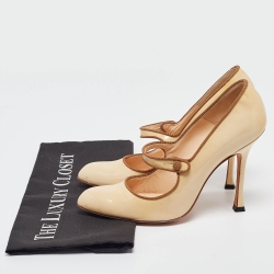 Pre Owned Manolo Blahnik Yellow Patent Leather Camparinew Pumps Size 37.5