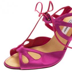 مملوكة مسبقًا Manolo Blahnik Pink Satin Lace Up Slides Size 39.5