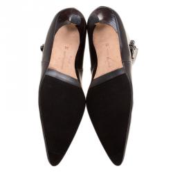 Pre Owned Manolo Blahnik Brown Leather Button Down Pointed Toe Boots Size 39