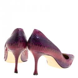 Pre Owned حذاء كعب عالي مانولو بلانيك جلد ثعبان بنفسجي مقاس 40.5