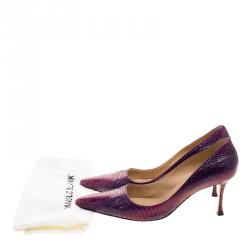 Pre Owned حذاء كعب عالي مانولو بلانيك جلد ثعبان بنفسجي مقاس 40.5