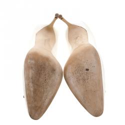 Pre Owned حذاء كعب عالي مانولو بلانيك أوكافا ساتان عاجي مزخرف كريستال مقاس 41