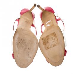 Pre Owned Manolo Blahnik White Leather Ankle Strap Sandals Size 36.5