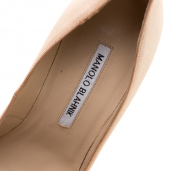 Pre Owned حذاء كعب عالي مانولو بلانيك هانغيسي ساتان برتقالي مزخرف مقاس 38